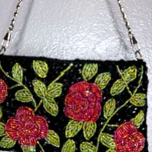 Rose beaded purse handbag